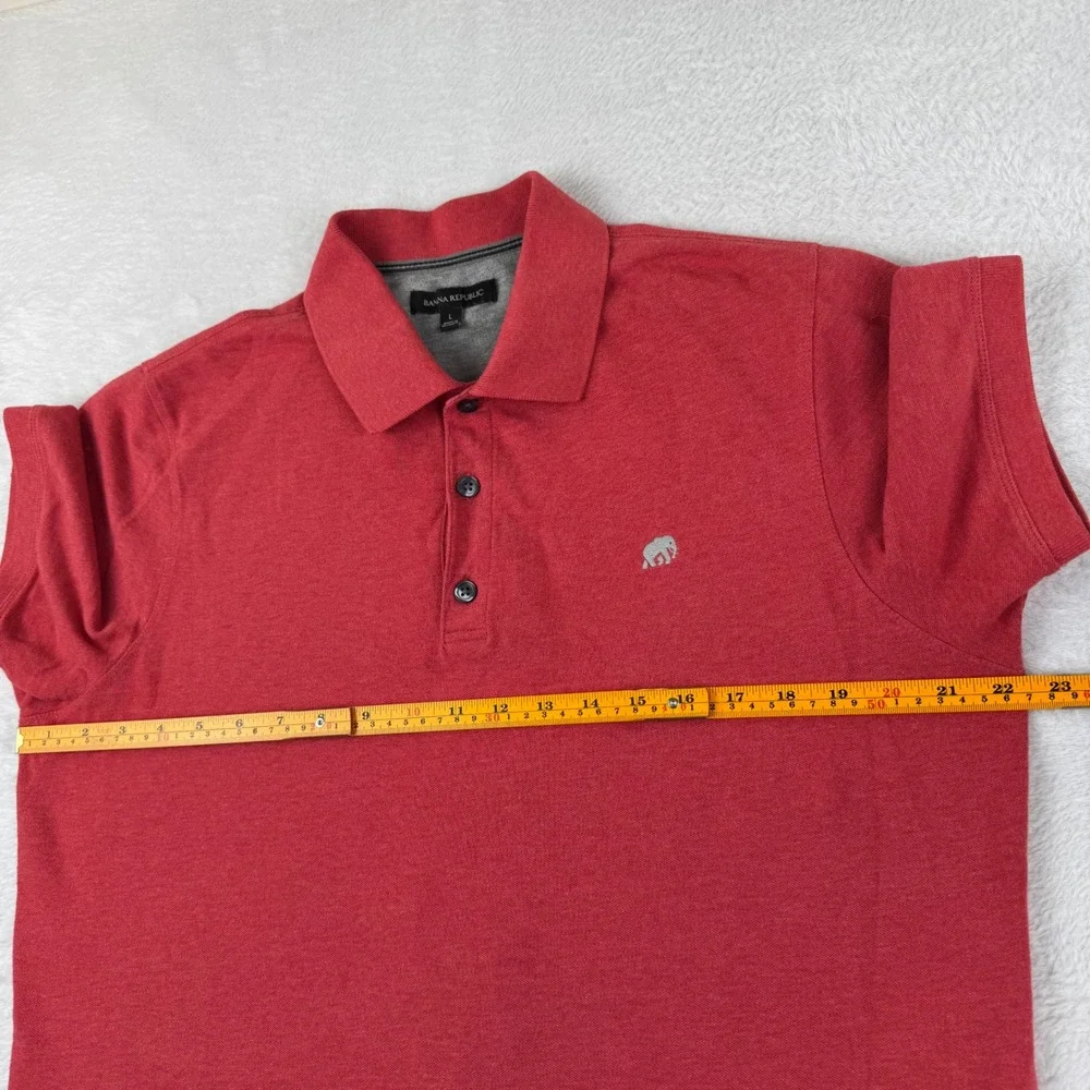 Banana Republic Branded Pique Polo Mens Large Red Elephant Logo Short Sleeve